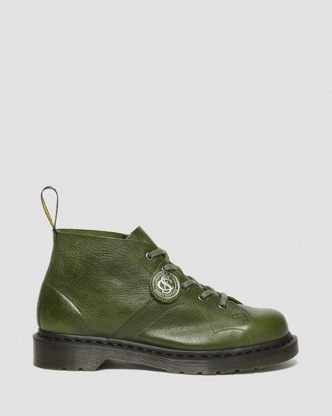 Dr Martens Church Buckingham Leather Women Monkey Boots Green / Black | USA-160578