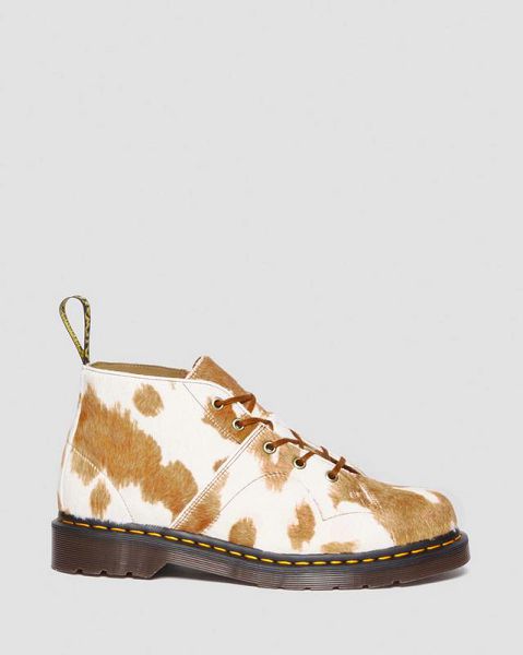 Dr Martens Church Hair-On Cow Print Men Monkey Boots White / Brown | USA-410927