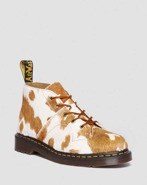 Dr Martens Church Hair-On Cow Print Men Monkey Boots White / Brown | USA-410927