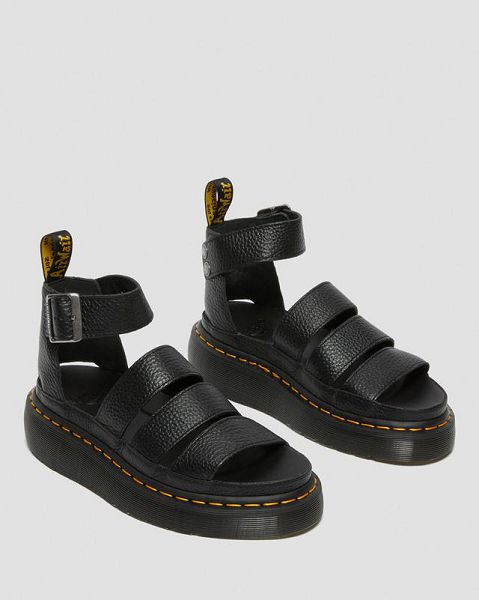 Dr Martens Clarissa II Leather Women Platform Sandals Black | USA-507294