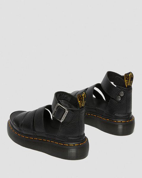 Dr Martens Clarissa II Leather Women Platform Sandals Black | USA-507294