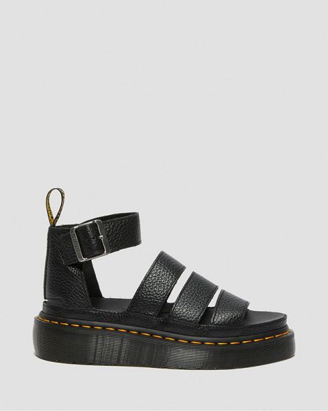 Dr Martens Clarissa II Leather Women Platform Sandals Black | USA-507294