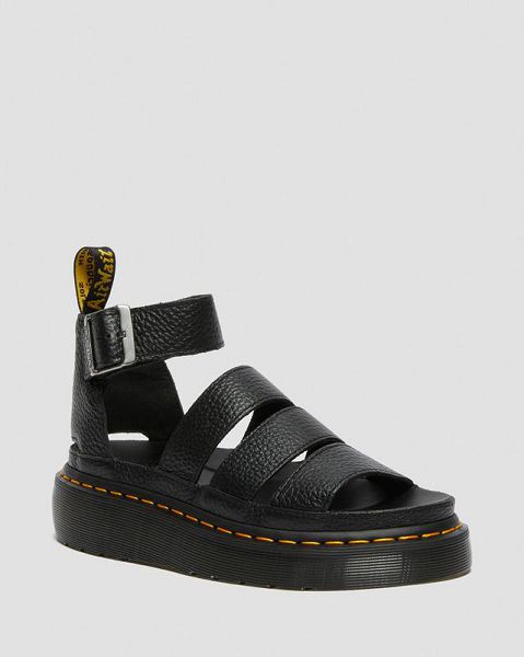 Dr Martens Clarissa II Leather Women Platform Sandals Black | USA-507294