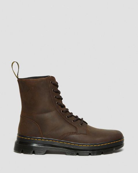 Dr Martens Combs Crazy Horse Leather Men Casual Boots Brown | USA-467523