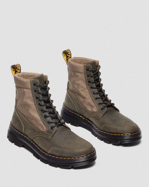 Dr Martens Combs Jungle Zip Men Casual Boots Khaki / Olive | USA-158692