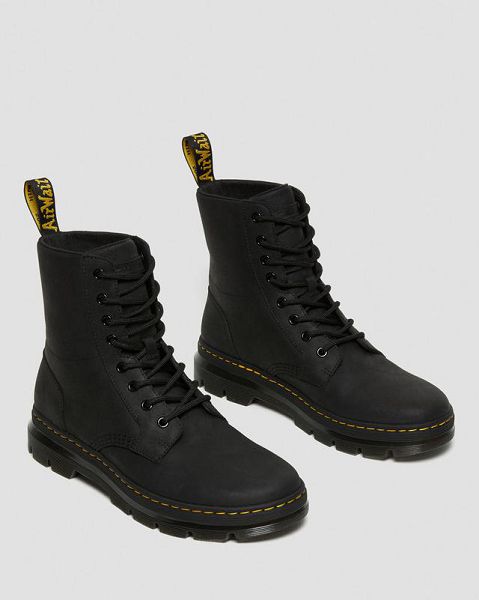 Dr Martens Combs Leather Men Casual Boots Black | USA-471852