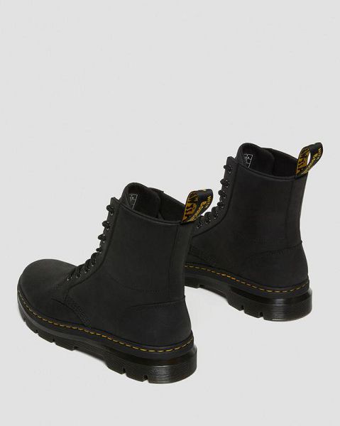 Dr Martens Combs Leather Men Casual Boots Black | USA-471852