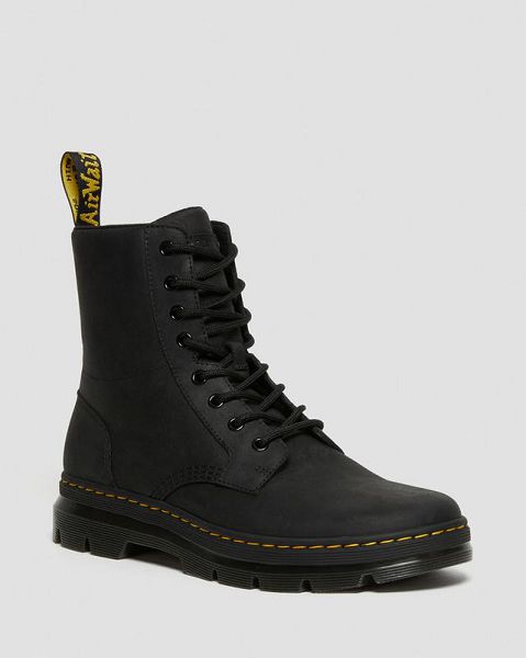 Dr Martens Combs Leather Men Casual Boots Black | USA-471852