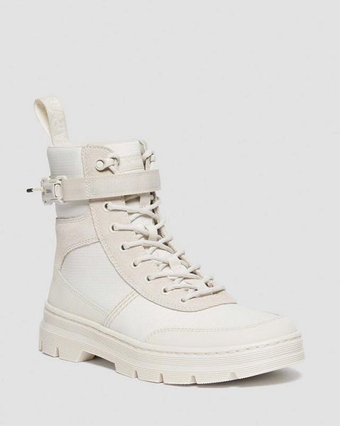 Dr Martens Combs Tech Poly & Suede Women Casual Boots White / Beige | USA-637190