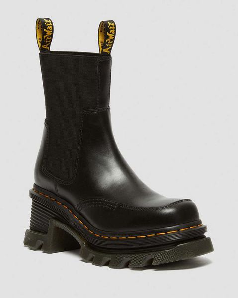 Dr Martens Corran Chelsea Atlas Leather Women Heeled Boots Black | USA-978506