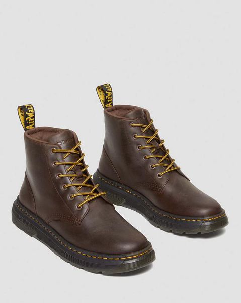 Dr Martens Crewson Crazy Horse Leather Casual Women Chukka Boots Dark Brown | USA-94175