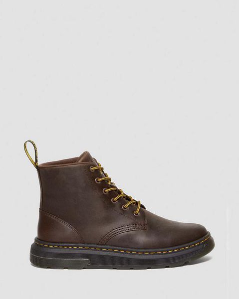 Dr Martens Crewson Crazy Horse Leather Casual Women Chukka Boots Dark Brown | USA-94175