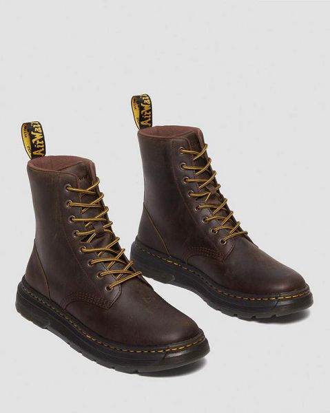 Dr Martens Crewson Crazy Horse Leather Men Casual Boots Dark Brown | USA-657840