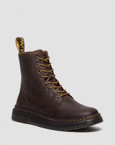 Dr Martens Crewson Crazy Horse Leather Men Casual Boots Dark Brown | USA-657840