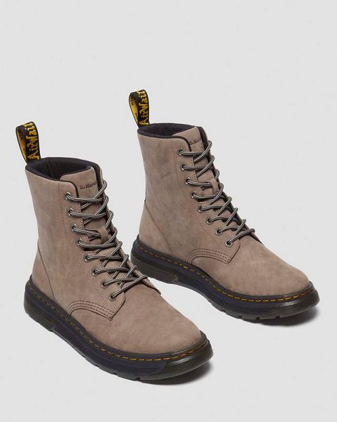 Dr Martens Crewson Dapple Buck Light Women Casual Boots Grey Brown | USA-853694