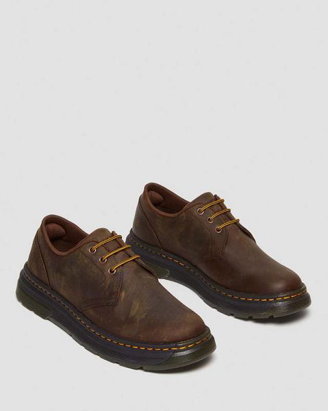 Dr Martens Crewson Lo Crazy Horse Leather Men Casual Shoes Dark Brown | USA-708423