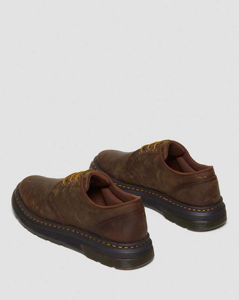 Dr Martens Crewson Lo Crazy Horse Leather Men Casual Shoes Dark Brown | USA-708423