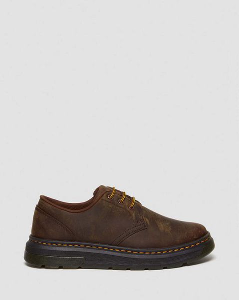 Dr Martens Crewson Lo Crazy Horse Leather Men Casual Shoes Dark Brown | USA-708423