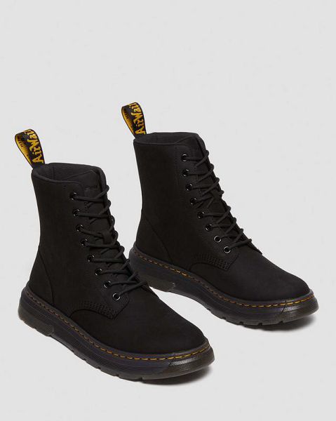 Dr Martens Crewson Nubuck Leather Men Casual Boots Black | USA-278405