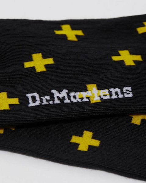 Dr Martens Docs Cross Logo Organic Cotton Blend Accessories Socks Black / Yellow | USA-630147