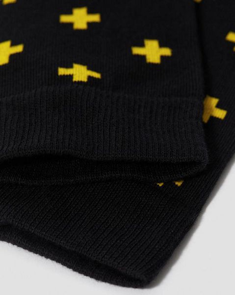 Dr Martens Docs Cross Logo Organic Cotton Blend Accessories Socks Black / Yellow | USA-630147