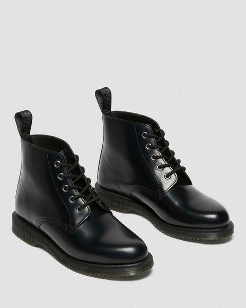 Dr Martens Emmeline Smooth Women Lace Up Boots Black | USA-247530