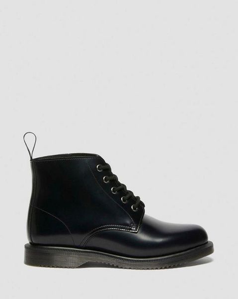 Dr Martens Emmeline Smooth Women Lace Up Boots Black | USA-247530