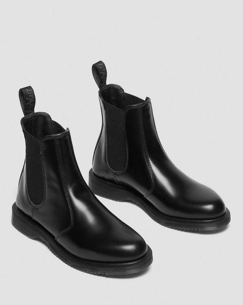 Dr Martens Flora Smooth Women Chelsea Boots Black | USA-82367