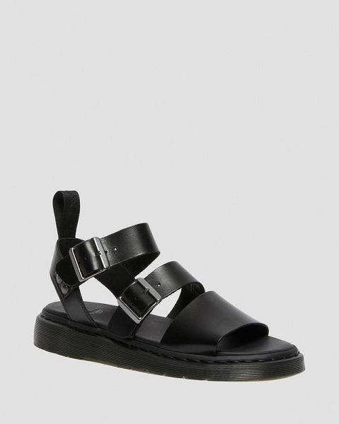 Dr Martens Gryphon Brando Leather Men Gladiator Sandals Black | USA-61723