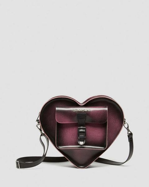 Dr Martens Heart Shaped Distressed Leather Accessories Backpack Black / Pink | USA-587960