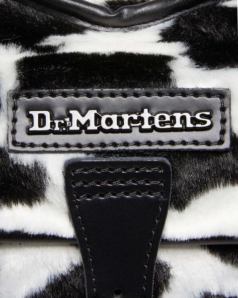 Dr Martens Heart Shaped Faux Fur Cow Print Accessories Backpack Black / White | USA-641382