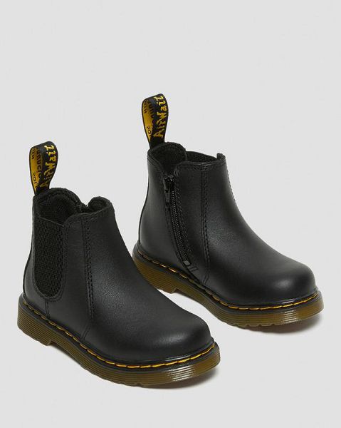 Dr Martens Infant/Toddler 2976 Softy T Leather Kids' Chelsea Boots Black | USA-126935