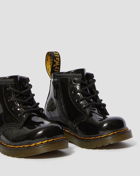 Dr Martens Infant 1460 Patent Leather Kids' Lace Up Boots Black | USA-893165