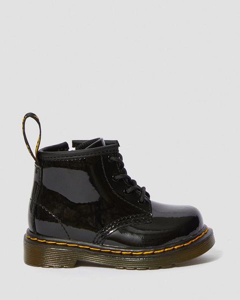 Dr Martens Infant 1460 Patent Leather Kids' Lace Up Boots Black | USA-893165