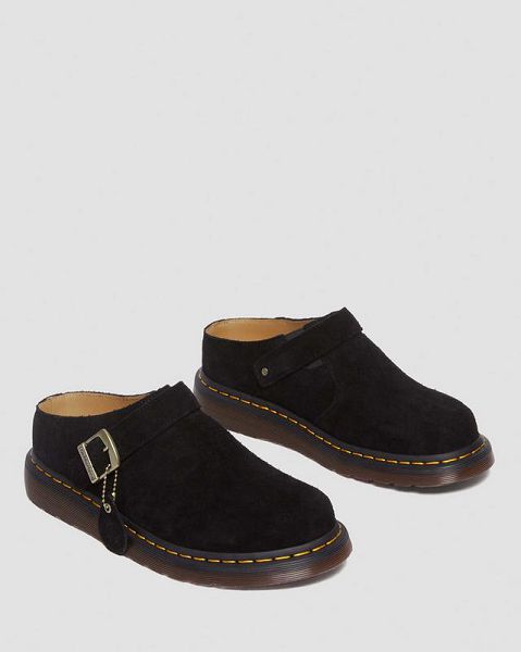 Dr Martens Isham Desert Oasis Suede Men Mules Black | USA-265479