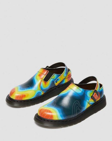 Dr Martens Isham Genix Nappa Reclaimed Thermal Map Leather Slingback Men Mules Multicolor | USA-674829