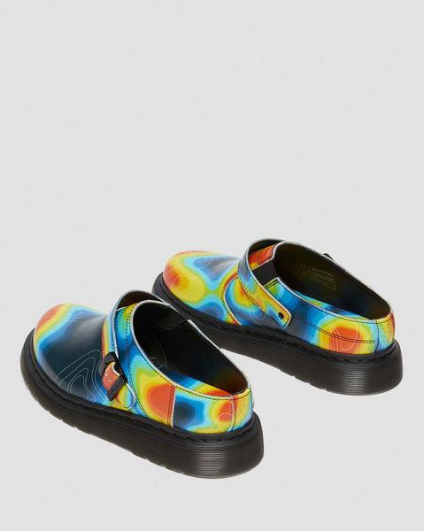 Dr Martens Isham Genix Nappa Reclaimed Thermal Map Leather Slingback Men Mules Multicolor | USA-674829