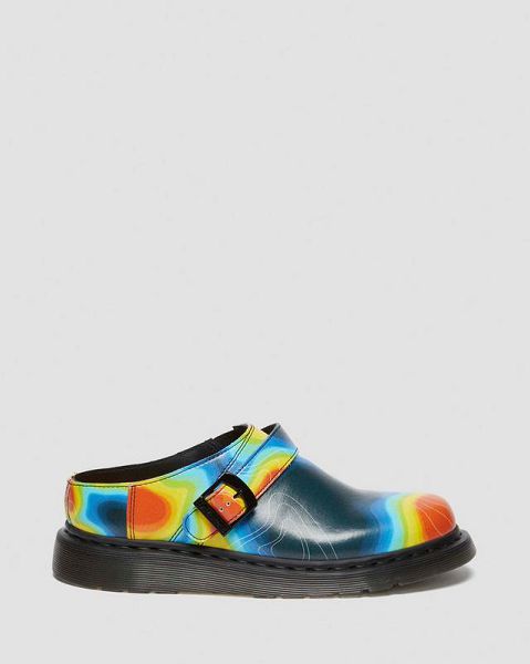 Dr Martens Isham Genix Nappa Reclaimed Thermal Map Leather Slingback Men Mules Multicolor | USA-674829