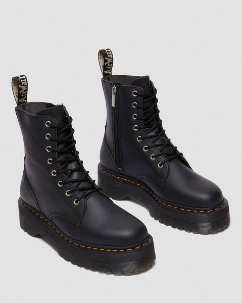 Dr Martens Jadon Genix Nappa Reclaimed Leather Women Platform Boots Black | USA-642890