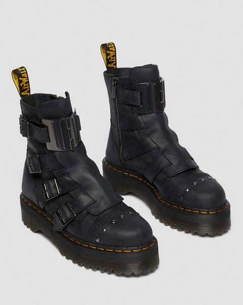 Dr Martens Jadon Hinge Men Platform Boots Black / Yellow | USA-238697