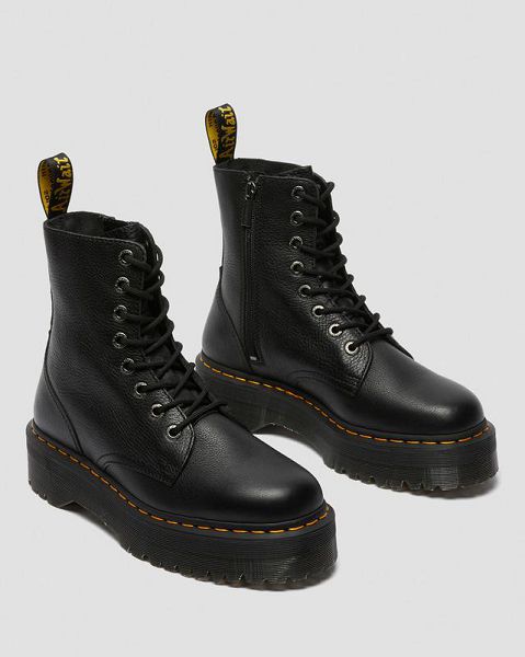 Dr Martens Jadon III Pisa Leather Men Platform Boots Black | USA-51274