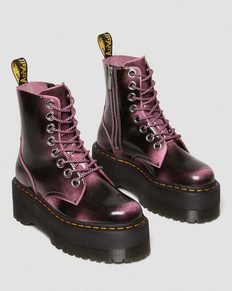 Dr Martens Jadon Max Distressed Leather Women Platform Boots Pink | USA-387156