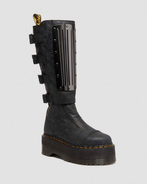 Dr Martens Jadon Max Hi Buckle Women Platform Boots Black / Yellow | USA-703295