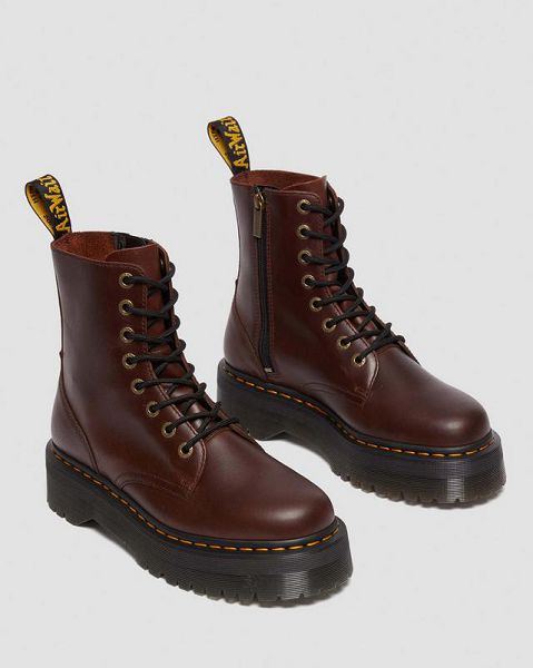 Dr Martens Jadon Pull Up Leather Men Platform Boots Dark Brown | USA-523067