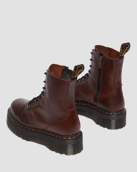 Dr Martens Jadon Pull Up Leather Men Platform Boots Dark Brown | USA-523067