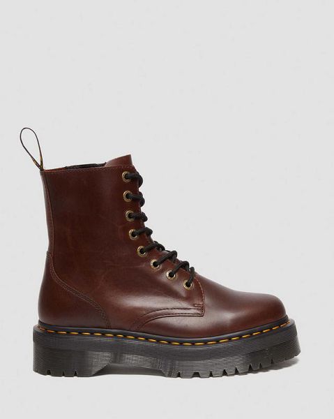 Dr Martens Jadon Pull Up Leather Men Platform Boots Dark Brown | USA-523067