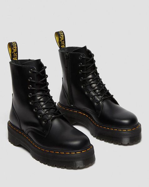 Dr Martens Jadon Smooth Leather Men Platform Boots Black | USA-608219