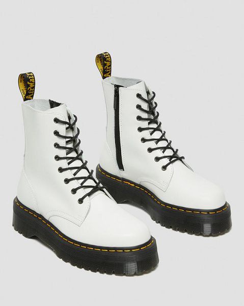 Dr Martens Jadon Smooth Leather Men Platform Boots White | USA-321078