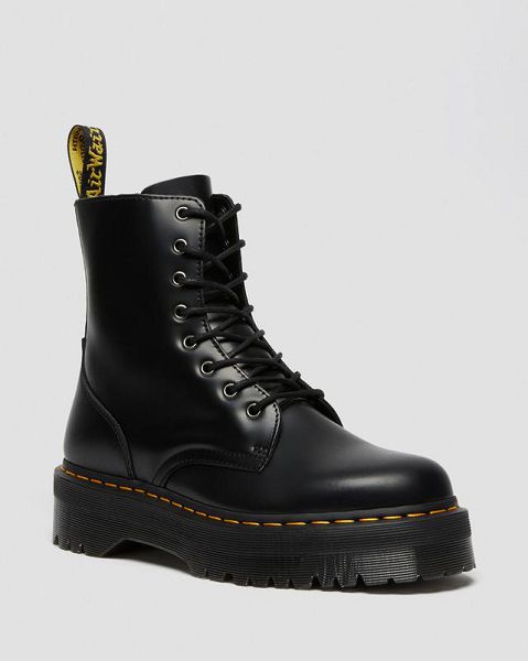 Dr Martens Jadon Smooth Leather Women Platform Boots Black | USA-369578