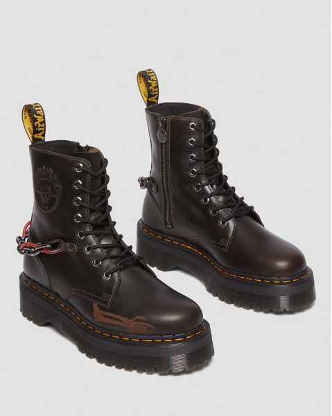 Dr Martens Jadon WB Mad Max Leather Men Platform Boots Dark Grey / Brown | USA-139487